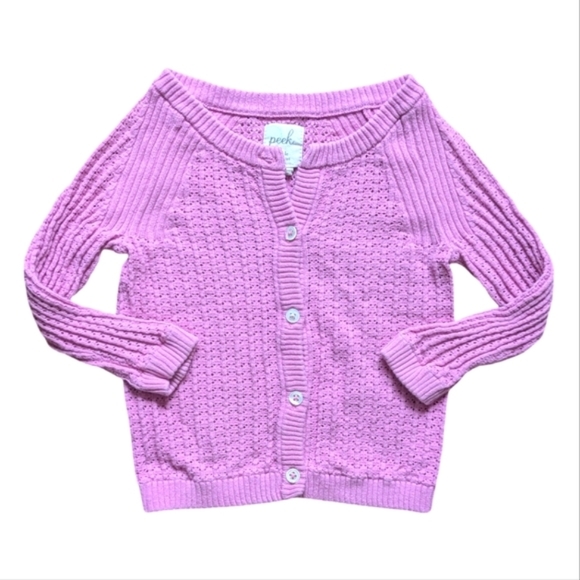 Peek Other - Peek Little Peanut Pink Pointelle Button Up Cardigan - Size 18-24M